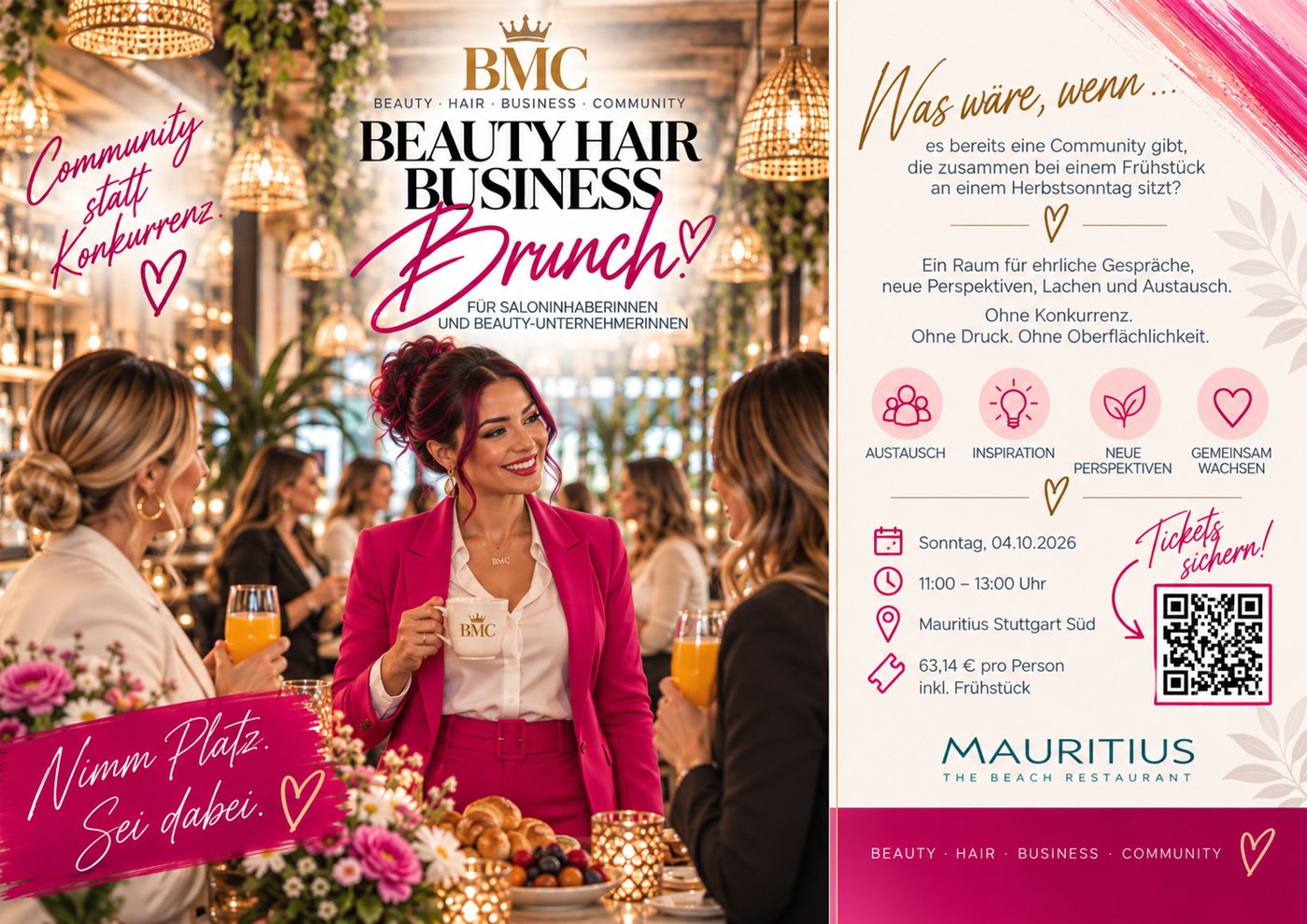 Beauty Hair Business Brunch — Sonntag, 04.10.2026, 11–13 Uhr, Mauritius Stuttgart Süd, 63,14 € inkl. Frühstück, Tickets sichern